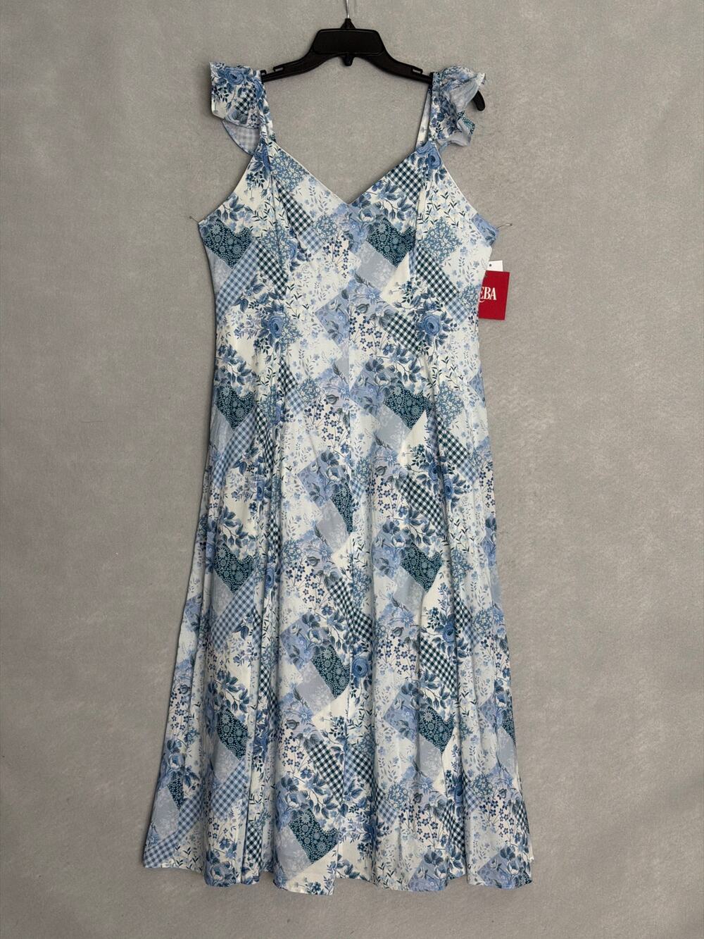 Reba Voile Twilight Prairie Sundress Midi Ruffle Straps Women's Size 8 NEW